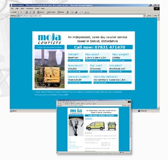 mojacouriers.com  web site design and hosting for a Didcot-based  indpendent same day courier service